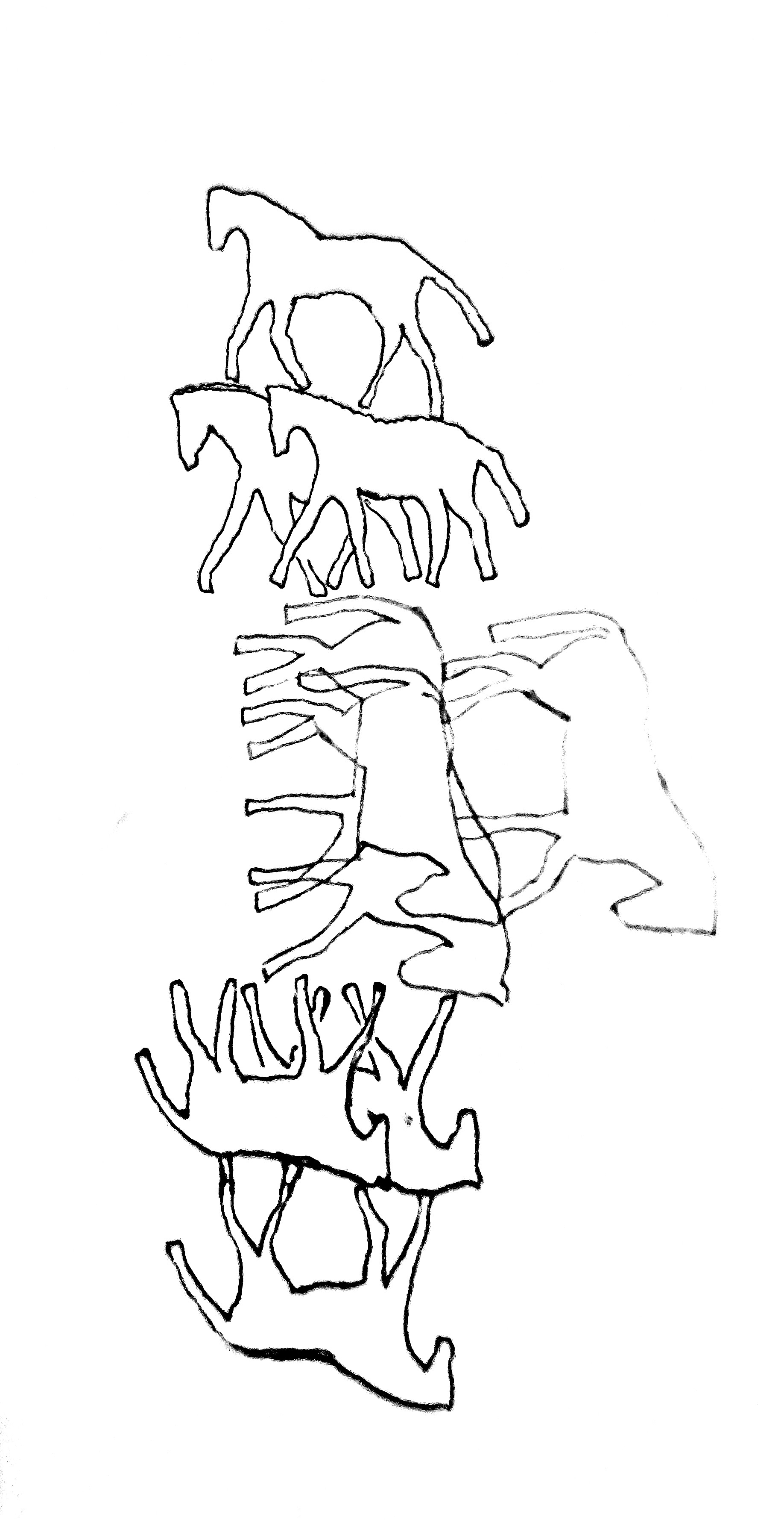 Hand-drawn triple horse sketch